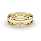 Mens Eternity Band Real Diamond Round 0.40 Ct 14K Yellow Gold Ring 6 MM Size 8 9