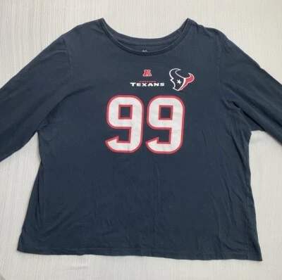 Camisa Majestic Para Mujer Houston Texans Talla 2X Azul NFL Fútbol #99 JJ Watts Foto 1 de 4