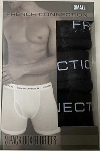 NIP FRENCH CONNECTION MEN 3 BLACK BOXER BRIEF UNDERWEAR SMALL 28-30 $39.5 - Picture 1 of 2