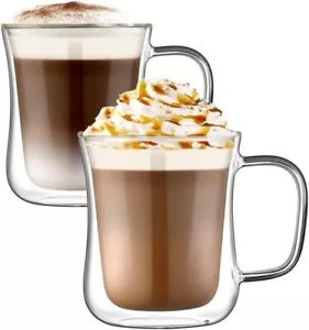 Double Walled Clear Glass Coffee Mug (Set of 2), 11.8 Oz Espresso Cup with Handl - Picture 1 of 5