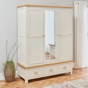 Cotswold Cream Painted Triple 3 Door Wardrobe- SLIGHT SECONDS -WT43-F167 - Picture 1 of 21