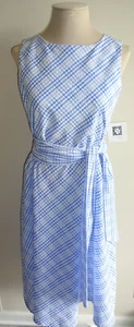 NWT Womens Anne Klein Blue White Seersucker Midi Dress 4 S M Sleeveless Pockets - Picture 1 of 6
