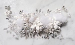 Pelliccia Pettine di Spina Visone Capelli Ornamento Sposa Acconciatura Fiori - Bild 1 von 5