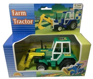 Tractor agrícola vintage 8"+ motorizado por fricción Sunny Farm plástico verde en caja NUEVO NOS - Imagen 1 de 5
