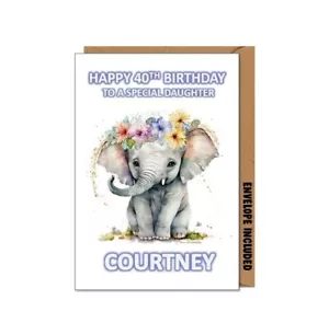 Personalised Elephant Birthday Card Daughter Mum Son Granddaughter Niece DET - Picture 1 of 2