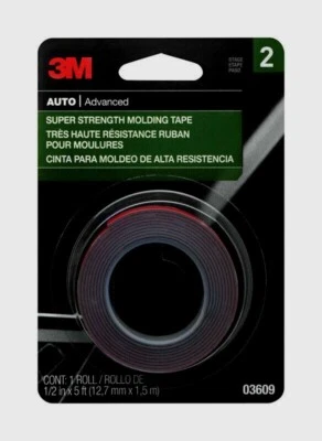Cinta de montaje de moldeo 3M Scotch Auto SUPER FUERZA 1/2"x5' reparación 2 caras 03609NA Foto 1 de 2