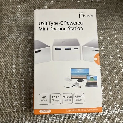 J5Create JCDP385 USB Type-C Powered Mini Docking Station NEW 4k HDMI PD - Image 1 of 4