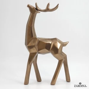 Geometric Large Gold Deer Art Sculpture Ornament statue Interior Décor - Picture 1 of 12