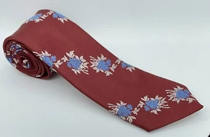 Vintage weinrote blaue Blumen "Smoothie" Button-Down Krawatte Krawatte Made by Schreter - Bild 1 von 4