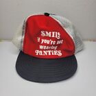 Vintage Novelty Funny Mesh Snapback Hat "SMILE IF YOU'RE NOT WEARING P@nties"