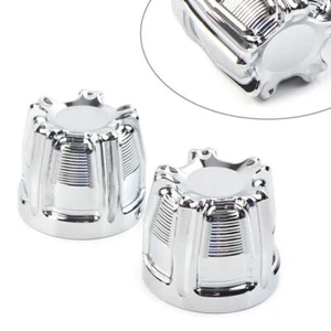 2x Front Axle Nut Cap Covers Chrome for Harley Softail Touring Street Glide - Picture 1 of 6