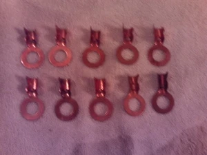 10 VINTAGE COPPER WIRE TERMINAL CONNECTOR ENDS, N.O.S. 3/4" OD 3/8" ID - Picture 1 of 3