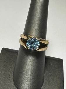 VINTAGE 18KT HGE RING SIZE 7.5 BLUE SAPPHIRE STONE - Picture 1 of 7