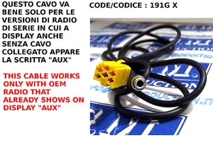 Aux In Cable for Mp3 Alfa 159 Lancia Musa and Fiat 500 Grande Punto Panda Croma - Picture 1 of 1