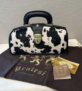 Bolso de Mano Pratesi Italia Dama Brunelleschi Rey Mujer Cuero Estampado de Vaca Nuevo con Etiquetas - Imagen 1 de 11