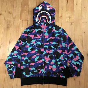 KID CUDI × BAPE camo Shark Full Zip Hoodie A Bathing Ape Size L - Picture 1 of 9