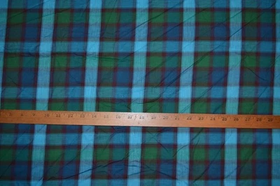 Cotton fabric, blue green & brown plaid, 45" x 4.5 yards - Image 1 of 4