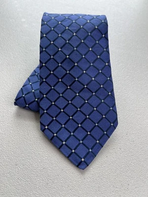 Corbata de diseñador Nautica azul diamante tejido patrón 100 % seda Foto 1 de 4