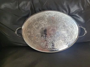 Large, Ball & Claw Footed, Silver Plate Serving Tray by Pepper & Hope. 50cm. - Picture 1 of 12