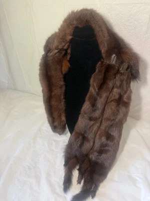Vintage 1940s 5 Full Pelt Mink Stole brown - Image 1 of 4