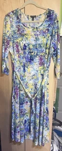 Nina Leonard Damen Kleid Größe XL 3/4 Arm Mehrfarbig Bedruckt - Bild 1 von 3