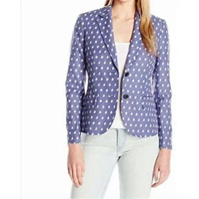 Blazer Anne Klein Jacquard Corte Azul Atlántico Óptico Estilo Carrera Talla 2 Foto 1 de 4