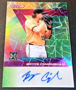 2024 Leaf Vivid 1/1 Auto Bryce Cunningham Velocity Rookie #BA-BC1 Yankees  - Picture 1 of 2