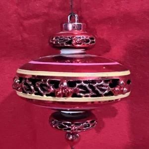 Vintage Bradford rot Atom UFO filigran Kunststoff Weihnachtsschmuck - Bild 1 von 3