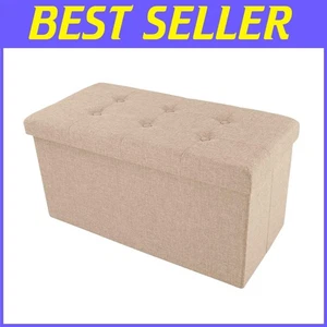Multipurpose 30-Inch Beige Ottoman - Tufted Footrest & Foldable Storage Solution - Picture 1 of 12