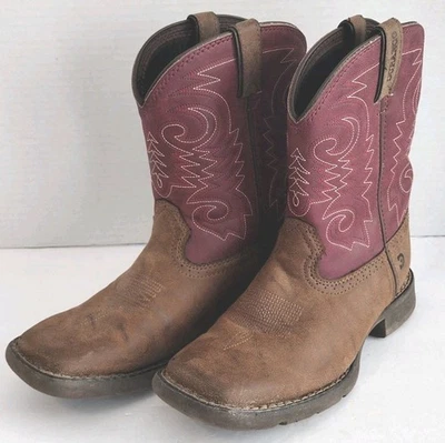 Botas vaqueras Durango para niños talla 8 en brezo marrón ladrillo rojo punta cuadrada Foto 1 de 4