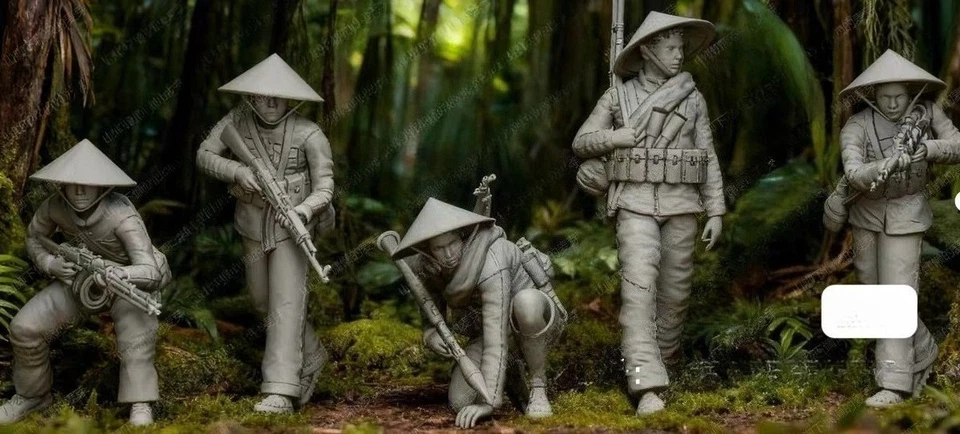 1/35 Scale Vietnam War Viet Cong 5 Figures Unpainted Resin Model - Image 1 of 1