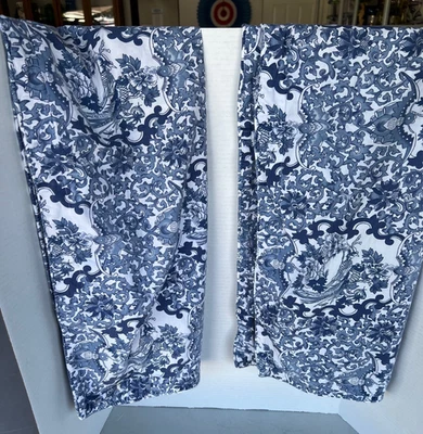 VTG. PAIR RALPH LAUREN PILOWCASE SHAMS BLUE/WHITE/BIRDS TAMARIND 36 X22 KING - Image 1 of 4