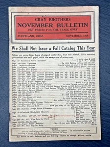 NOVEMBER 1919 CRAY BROTHERS NET PRICES BULLETIN-HORSESHOES, SPARK PLUGS + FP396 - Picture 1 of 15