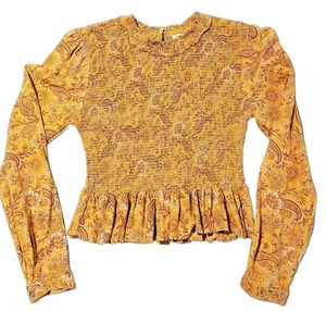 Patrons of Peace Junior SM geblümte Paisley gesmokte Schößchen Bluse Y2K-Stil Boho - Bild 1 von 7