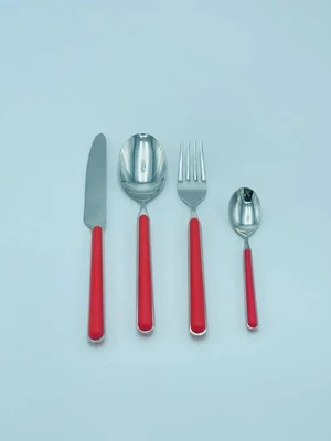 Kaleido Set posate 24 pezzi per 6 posti tavola in acciaio con manico in colore r - Immagine 1 di 4