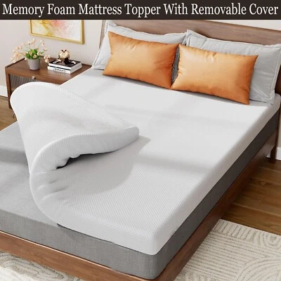 Hotel Quality Memory Foam Mattress Topper 5cm With Cover Deep Thick Super Fluffy - Image 1 of 4