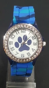 Reloj Pulsera Geneva Silicona Cara Pata Estrás Cristal Turquesa Real Azul Marino - Imagen 1 de 8