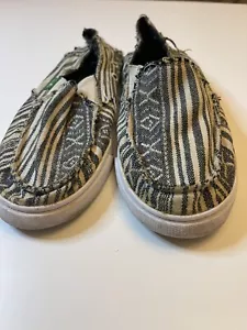 Sanuk Natural Beige & Grey Slip On Men Shoes Size 7, Tear On Heel - Imagen 1 de 7