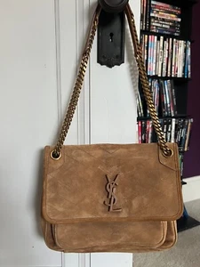Saint Laurent Niki Chain Flap Bag Matelasse Chevron Suede Medium - Picture 1 of 8