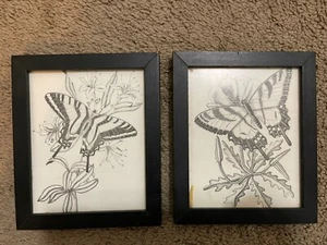 Vintage Pencil Drawing Prints Butterfly - Picture 1 of 8