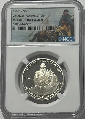 1982 S NGC PF69 Silver Proof George Washington Commemoratives Half Dollar - Image 1 of 3