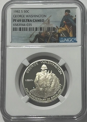 1982 S NGC PF69 SILVER PROOF GEORGE WASHINGTON COMMEMORATIVE HALF DOLLAR Cover