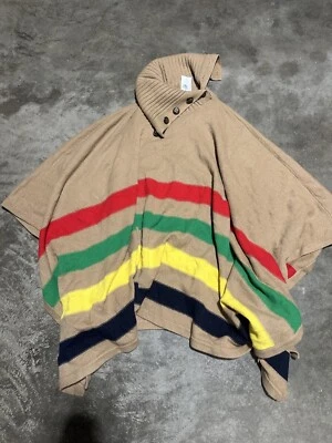 Nuevo con etiquetas Poncho Suéter Lauren Ralph Lauren Rayas Para Mujer Marrón Rojo Verde Talla S/M Foto 1 de 4