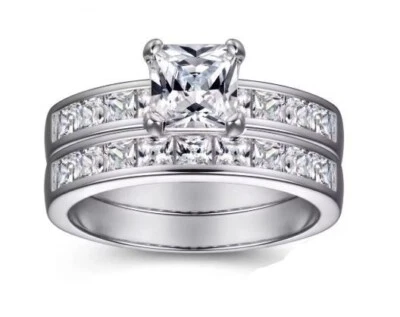 Set di 2 anelli di fidanzamento in argento - Immagine 1 di 4