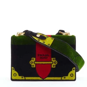 PRADA Cahier velvet tromp loeil print crossbody box bag - Picture 1 of 11