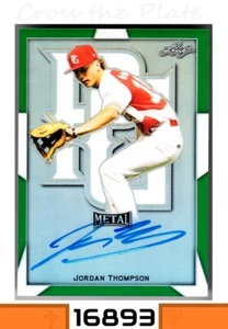 1-2019 LEAF PERFECT GAME GREEN REFRACTOR AUTO JORDAN THOMPSON DODGERS 3/10 - Picture 1 of 1