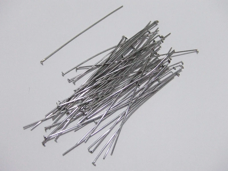 30pz spilli  AT 50x0,7mm in acciaio inox colore argento scuro bijoux - Immagine 1 di 1