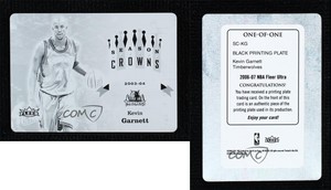 2006 Fleer Ultra Season Crowns Printing Plate Black 1/1 Kevin Garnett #SC-KG HOF