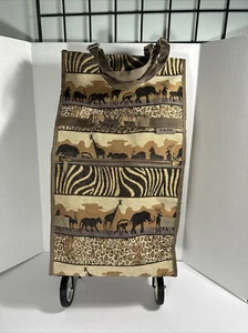 Safari Tapestry Large Rolling Tote Bag Folds Compact for Travel Shopping Cart - Picture 1 of 7