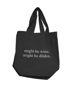 Bolso de Mano 3pk Might Be Wine, Might Be Dild0s - Bolsas de Compras Negras Reutilizables - Imagen 1 de 1